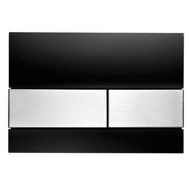 TECEsquare Black Glass, Brushed Stainless Steel Buttoned Push Plate